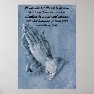 Póster 4:6 dos Philippians que Praying o cartaz das mãos