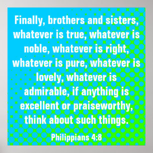 Póster 4:8 dos Philippians do verso da bíblia