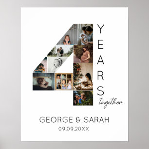 Poster 4 Anos Juntos Colagem de Fotos Aniversário de Casa
