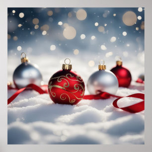 Poster 4 bolhas de Natal na neve