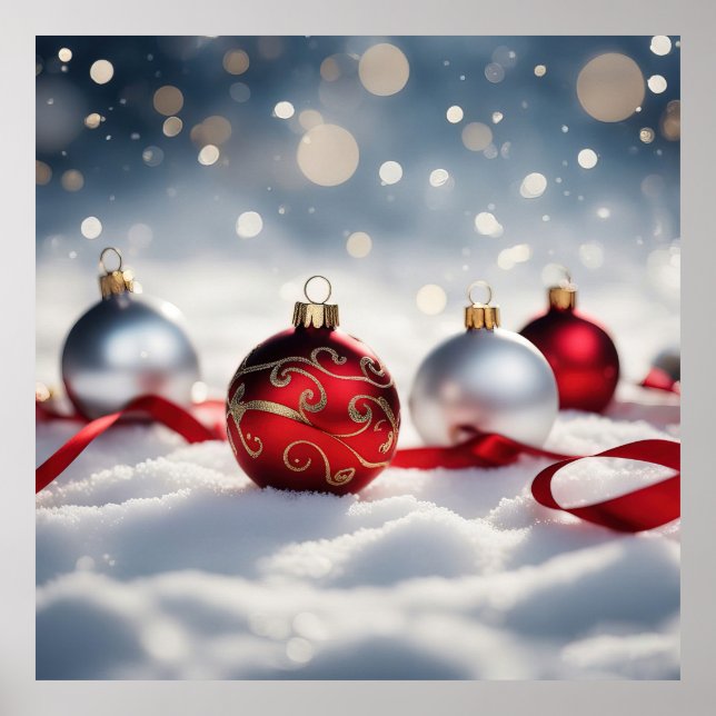 Poster 4 bolhas de Natal na neve (Frente)