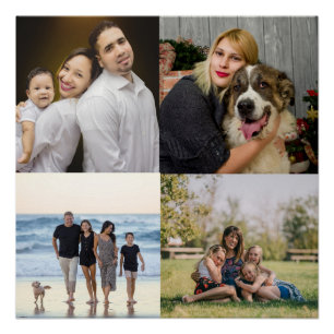 Póster 4 Colagem de Fotos Personalizadas da Família