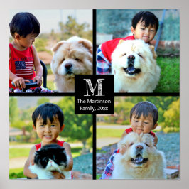 Poster 4 Colagem Personalizada de Fotos com Monograma