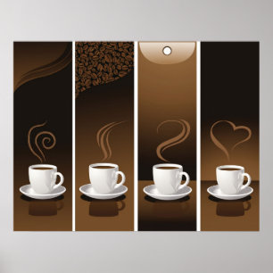 Póster 4 Copas de café no vetor