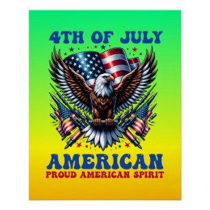Póster 4 de Julho Águia Americana Sublimação-61001