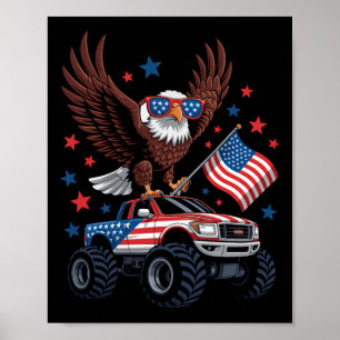 Poster 4 De Julho, Águia Balda Sobre Monster Truck Usa Fl