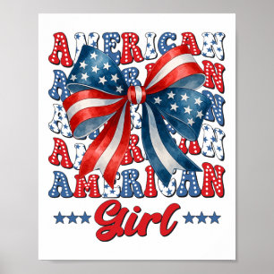 Poster 4 de Julho American Girl Coquette Bandeira dos EUA