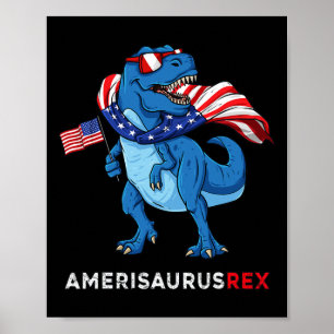 Poster 4 De Julho Amerissauro T Rex Dinossaur Boys T