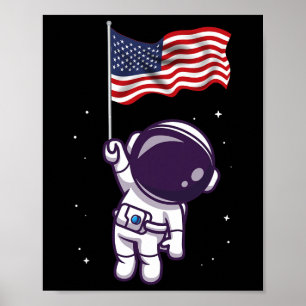 Poster 4 De Julho Astronauta Americana Flag Funny Patr