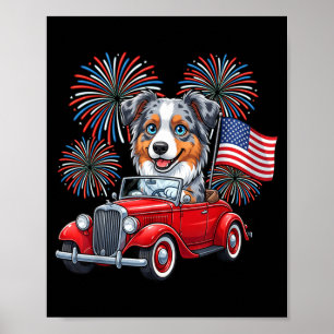 Poster 4 De Julho Australian Shepherd Cachorro Engraçado