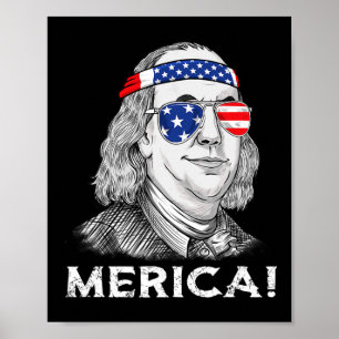Poster 4 De Julho Ben Franklin Merica USA Boys Girls Kid