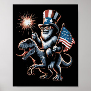 Poster 4 De Julho Bigfoot Dino Trex Meninos Americanos Cr