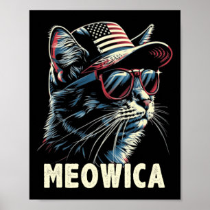 Poster 4 de julho Cat Meowica Cat Lover EUA