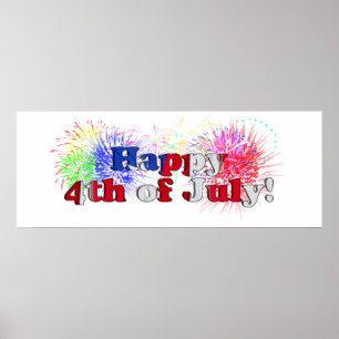 Poster 4 de Julho Com Fogos de Artifício