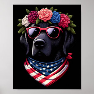 Poster 4 De Julho De Black Patriotic American Labrador