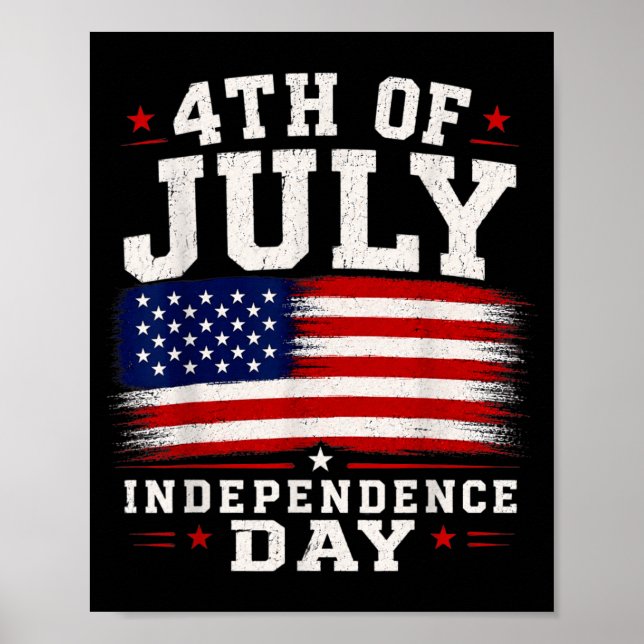 Poster 4 De Julho Dia Da Independência Bandeira Dos EUA A (Frente)