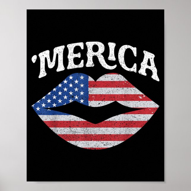 Poster 4 de Julho Dia da Independência MERICA Beijo Boca  (Frente)
