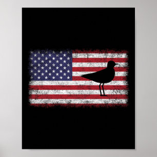 Poster 4 de julho Engraçado Patriótico Snowy Plover Bird
