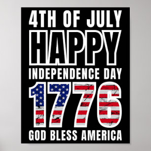 Poster 4 de julho Feliz Dia da Independência 1776 Deus ab