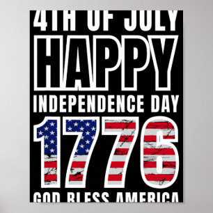 Poster 4 De Julho Feliz Dia Da Independência 1776 Deus Ab