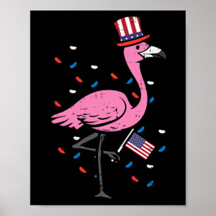 Poster 4 de julho Flamingo U Flag Bird Patriotic Women Gi