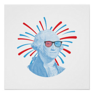 Póster 4 De Julho George Washington Óculos
