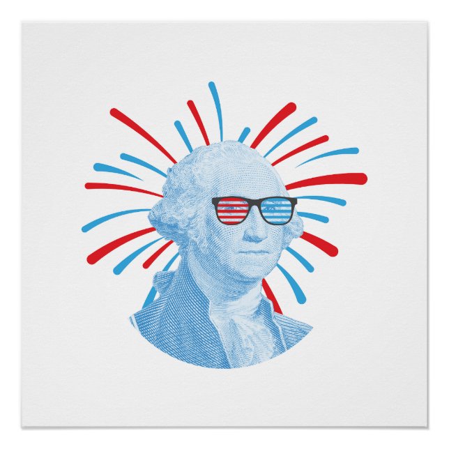 Póster 4 De Julho George Washington Óculos (Frente)