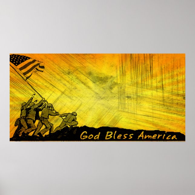 Poster 4 de julho Iwo Jima Deus abençoe (Frente)