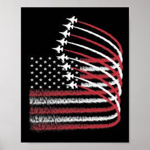 Poster 4 De Julho Jet American Flag Patriótico Usa Para M