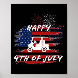 Poster 4 De Julho Looping Parade Holiday Golf Cart Ameri