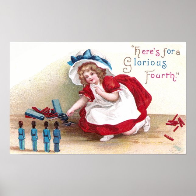 Póster 4 de julho Menina e Soldados de Brinquedos (Frente)