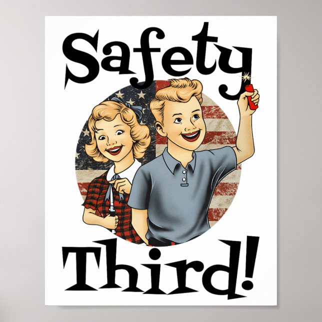 Poster 4 De Julho "Patriotic Fireworks Safety Third Vinta (Frente)