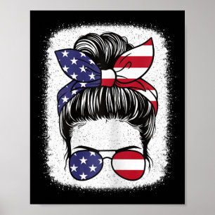 Poster 4 de julho, Patriótica Americana Flag Usa Women Gi