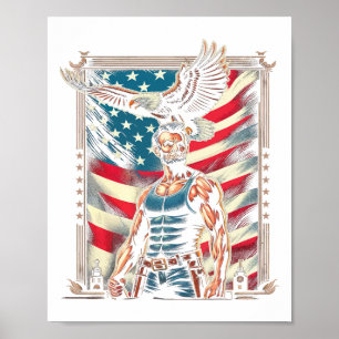 Poster 4 De Julho Patriótico Engraçado Abraham Lincoln Ju