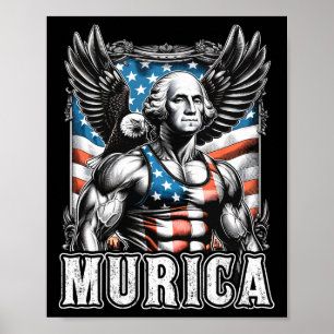 Poster 4 De Julho Patriótico Funny George Washington Julh