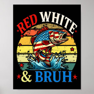 Poster 4 De Julho Retro Pesca Red White &amp; Bruh Ame