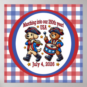 Poster 4 de julho Semiquincentenário de 250 anos dos EUA