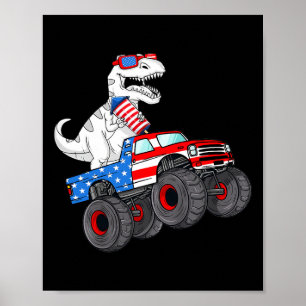 Poster 4 De Julho T Rex Dino Trex Dinosaur Monster Truck