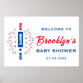 Poster 4 De Julho Vermelho Branco E Chá de fraldas De Boa