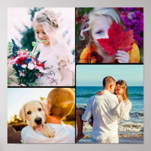 Poster 4 Foto com Modelo preto arredondado