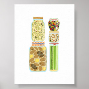 Poster 4 Jars de latas de Comida
