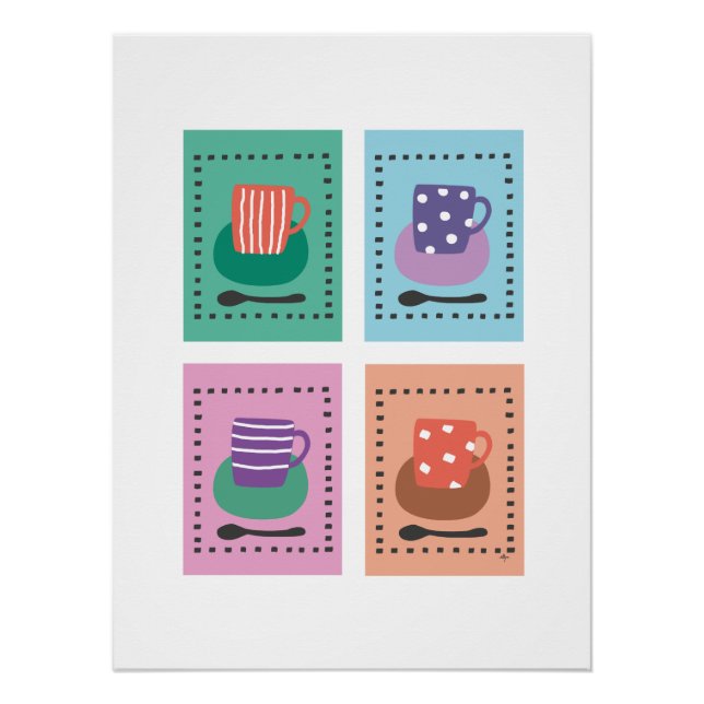 Póster 4 kopjes met rand (Frente)