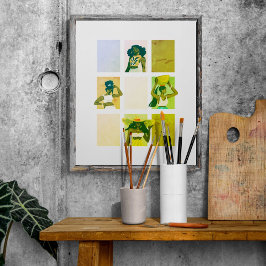 Poster 4 Lindas Damas Negras Estilo de Grunge Artisico