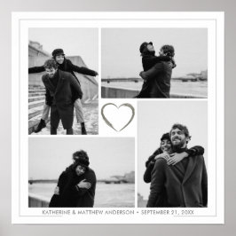 Poster 4 Nome e Data do Aniversário da Colagem de Fotos