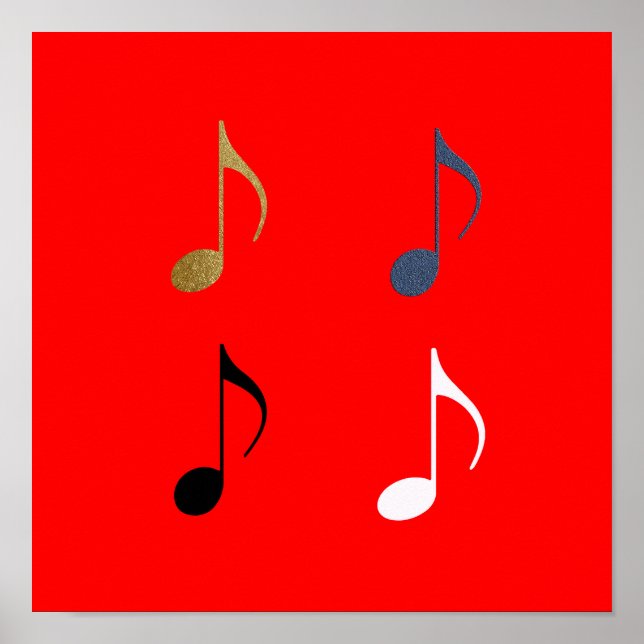 Poster 4 notas de música decor (Frente)