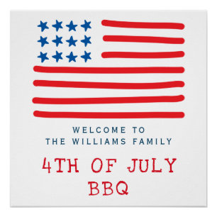 Póster 4o da bandeira americana do CHURRASCO de julho -