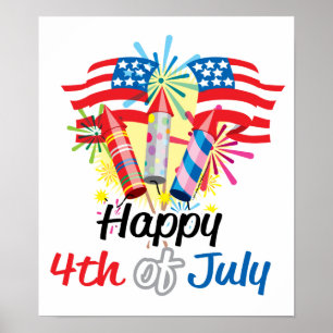 Póster 4o de fogos-de-artifício de julho