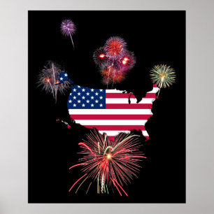 Poster 4o de fogos-de-artifício de julho