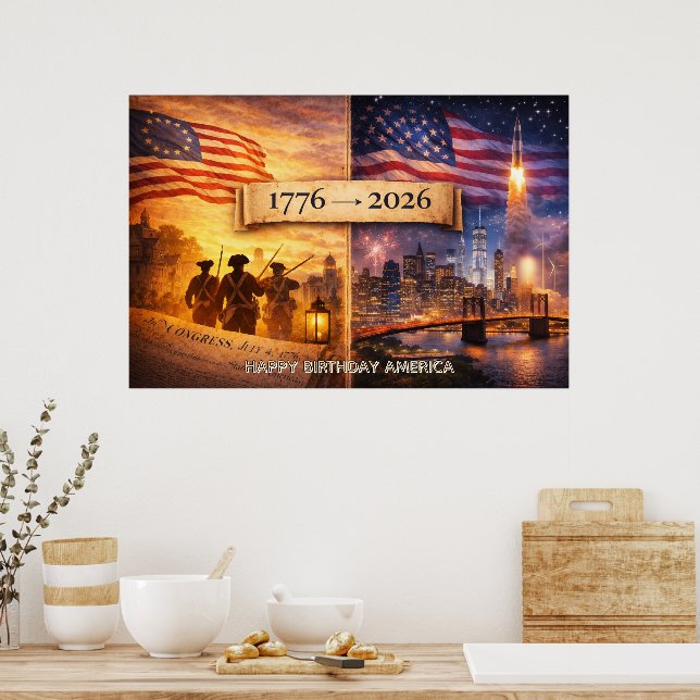 Poster 4th of July America 1776 to 2026 USA 250th Party (Cozinha)
