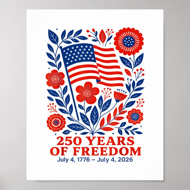 Poster 4th of July Patriotic 250th Anniversary 250 Years  (Frente)